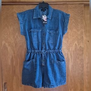 Blush Blue Denim Button-Front Romper